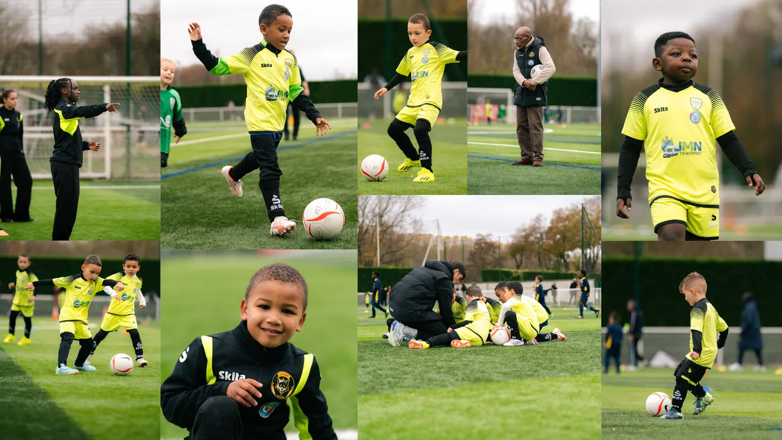 Jeunes joueurs et éducateurs de l'école de foot de l'US Vaires en action
