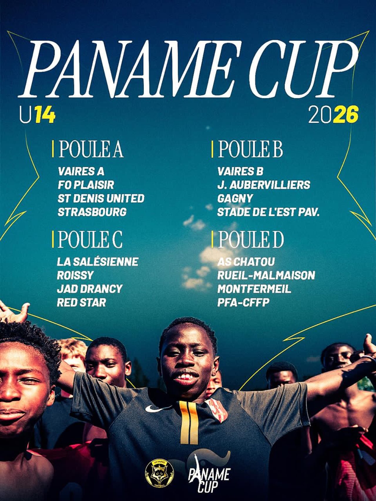 Présentation officielle Instagram des poules A, B, C et D de la Paname Cup U14 2026